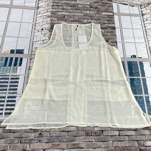 NWT DEFECT Women’s Tantrum Ink Cream Sheer Polyester Classy Tank Top (S) FX25